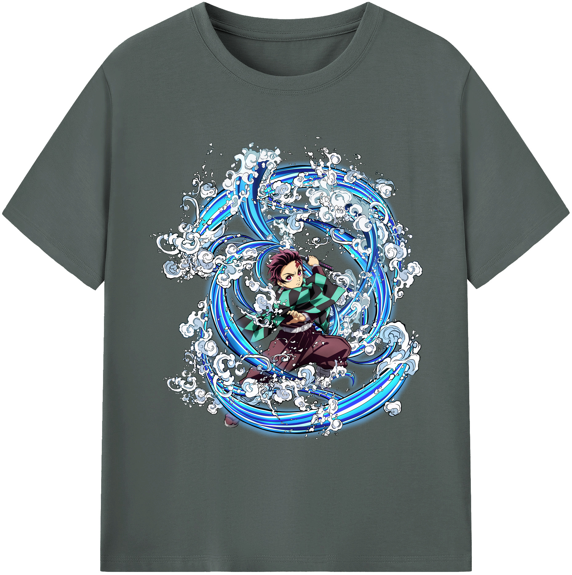 （画像用） 鬼滅の刃 竈門 炭治郎／かまど たんじろう Kamado Tanjirou 綿100％ メンズ半袖Tシャツ｜肌触りやわらか＆通気性